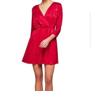 Miss Selfridge red satin star holiday party dress